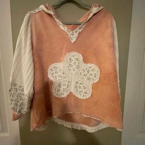 POL Pink and Cream Top with Floral Trim